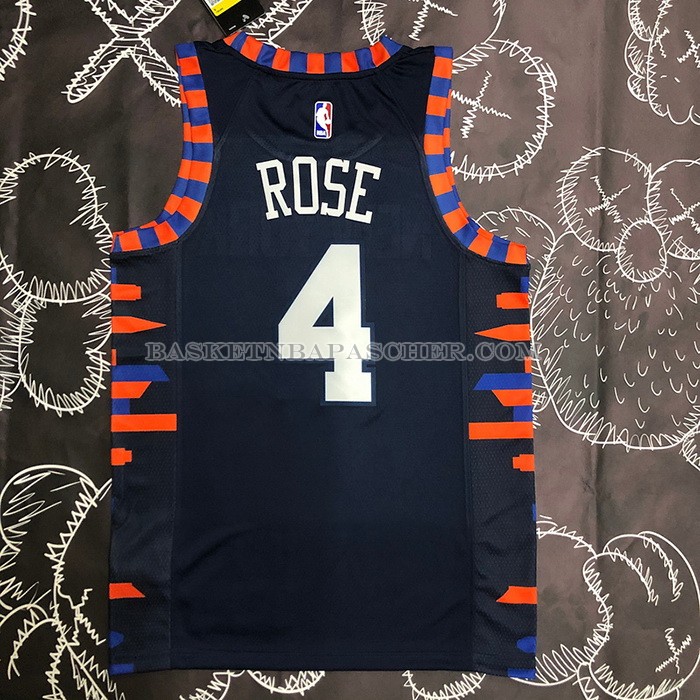 Maillot New York Knicks Derrick Rose NO 4 Ville Edition 2019-20 Bleu